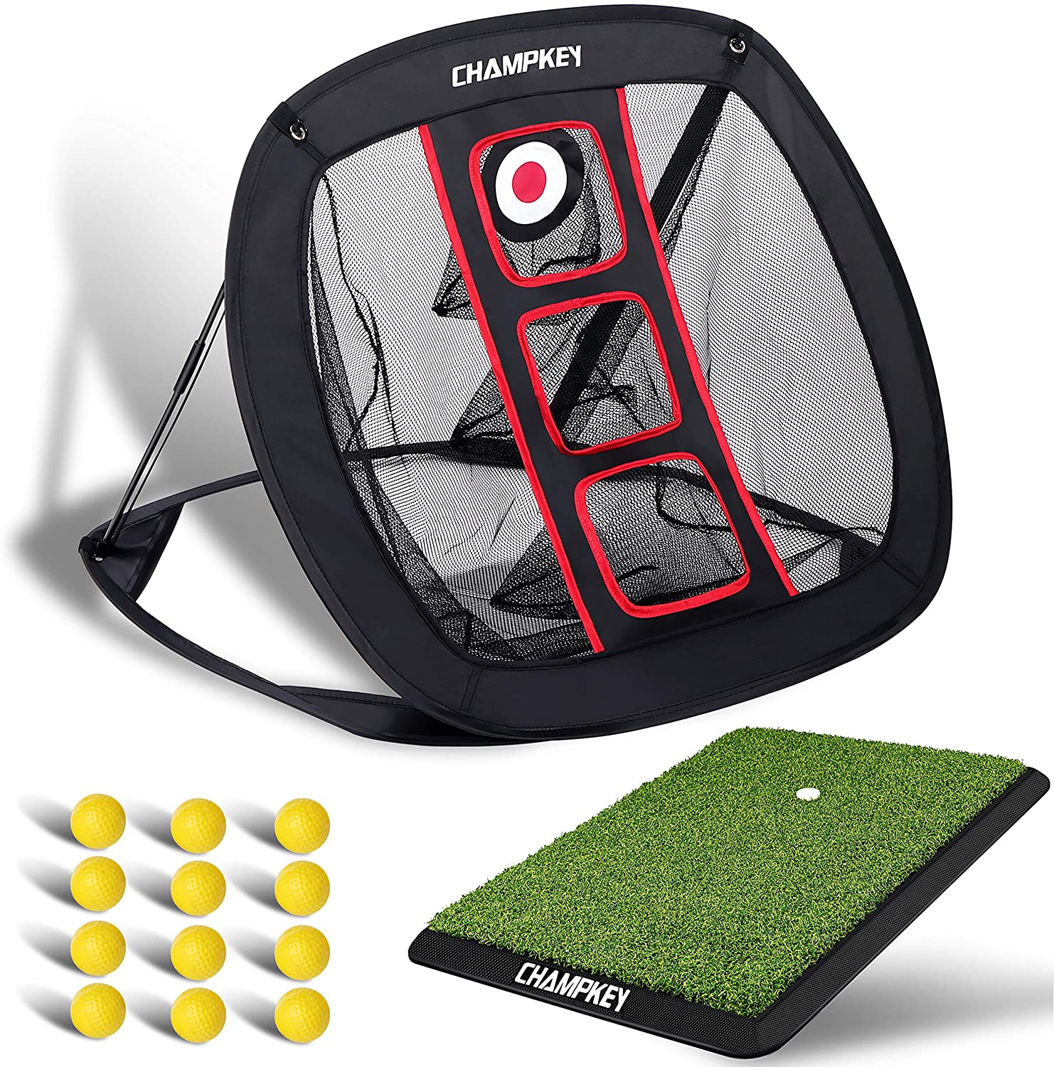 Champkey PRO Golf Chipping Net with 12 Foam Balls Collapsible Golf