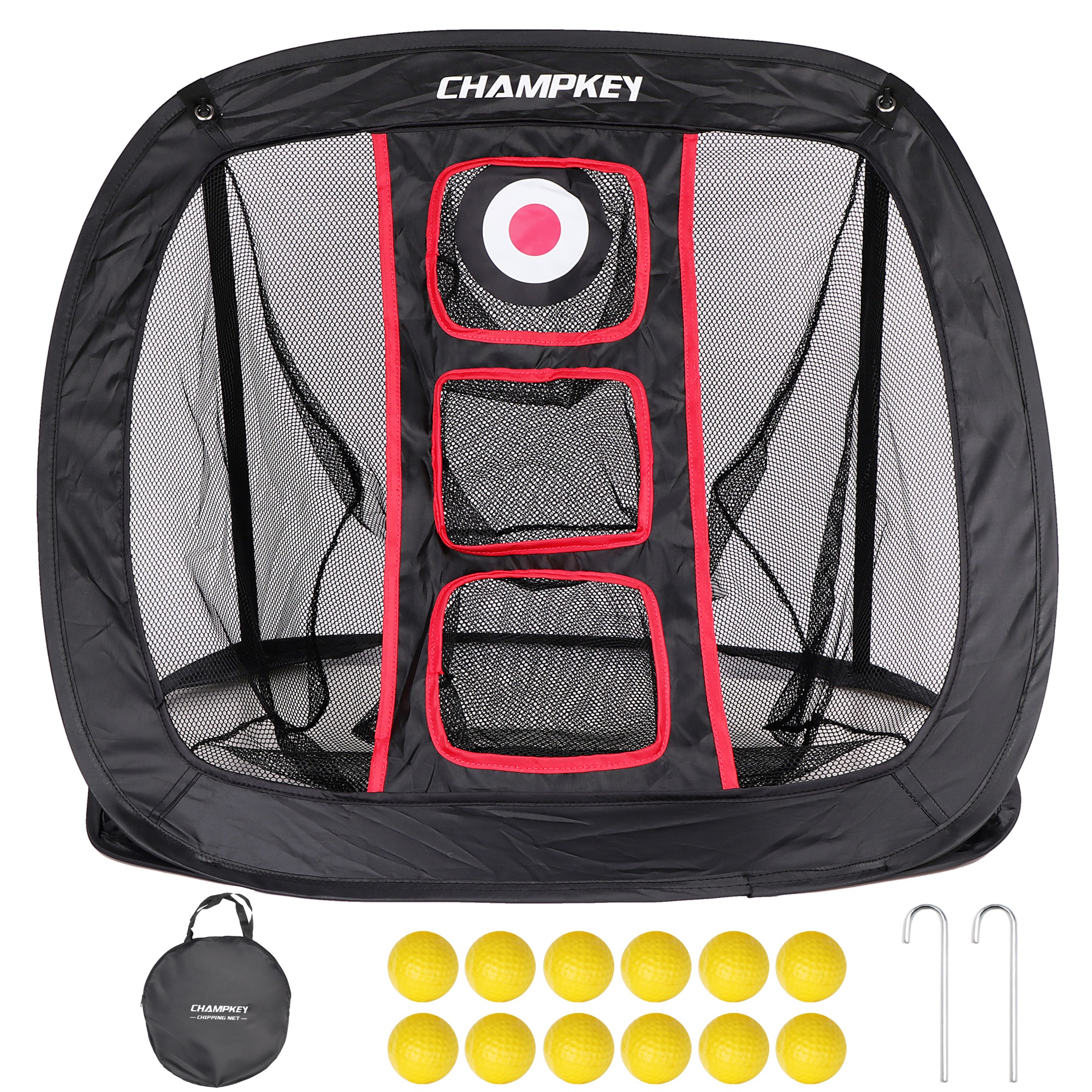 Champkey PRO Golf Chipping Net with Hitting Mat and 12 Foam Balls 