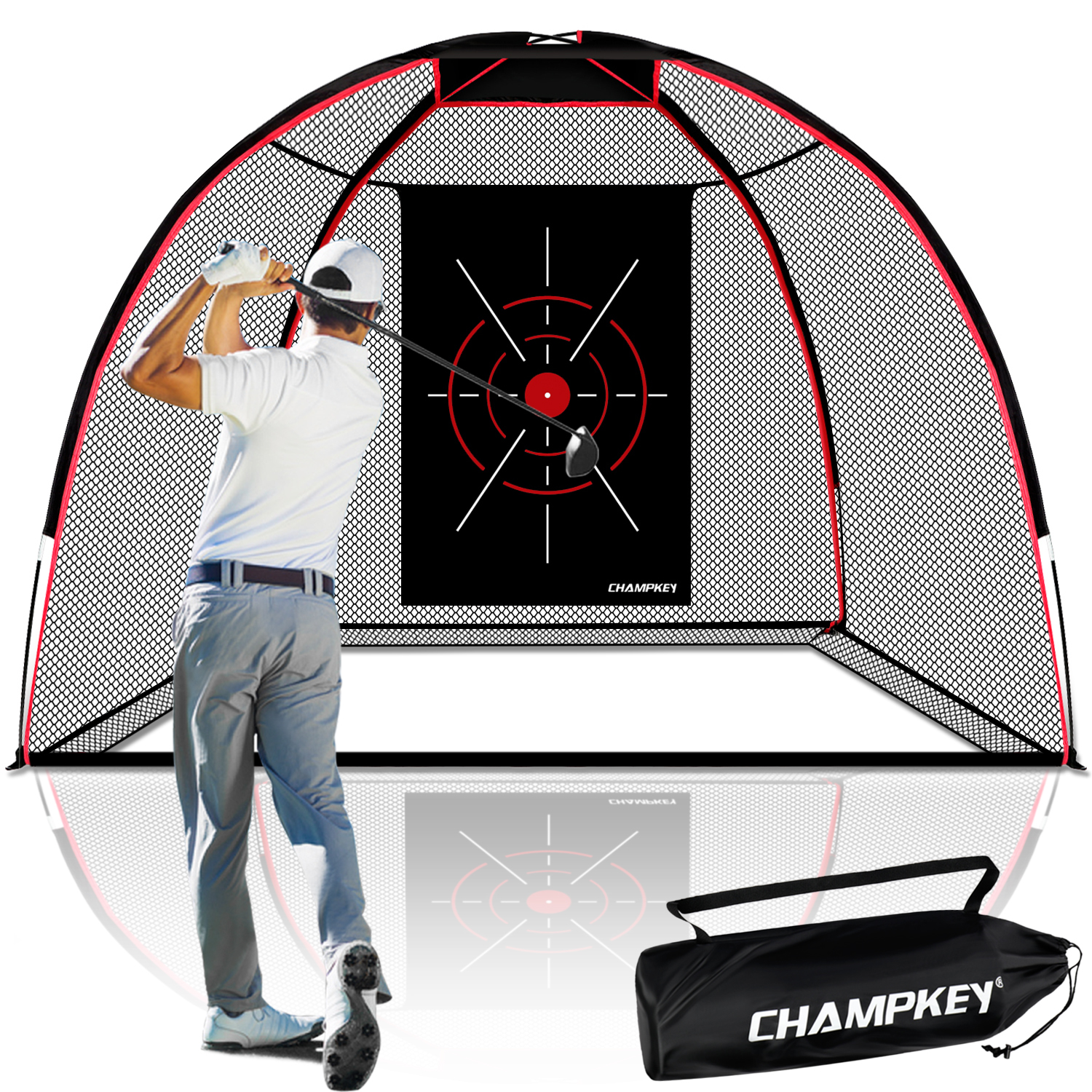 Champkey TEPRO 10' x 7' Golf Hitting Net 5 PlyKnotless Netting with